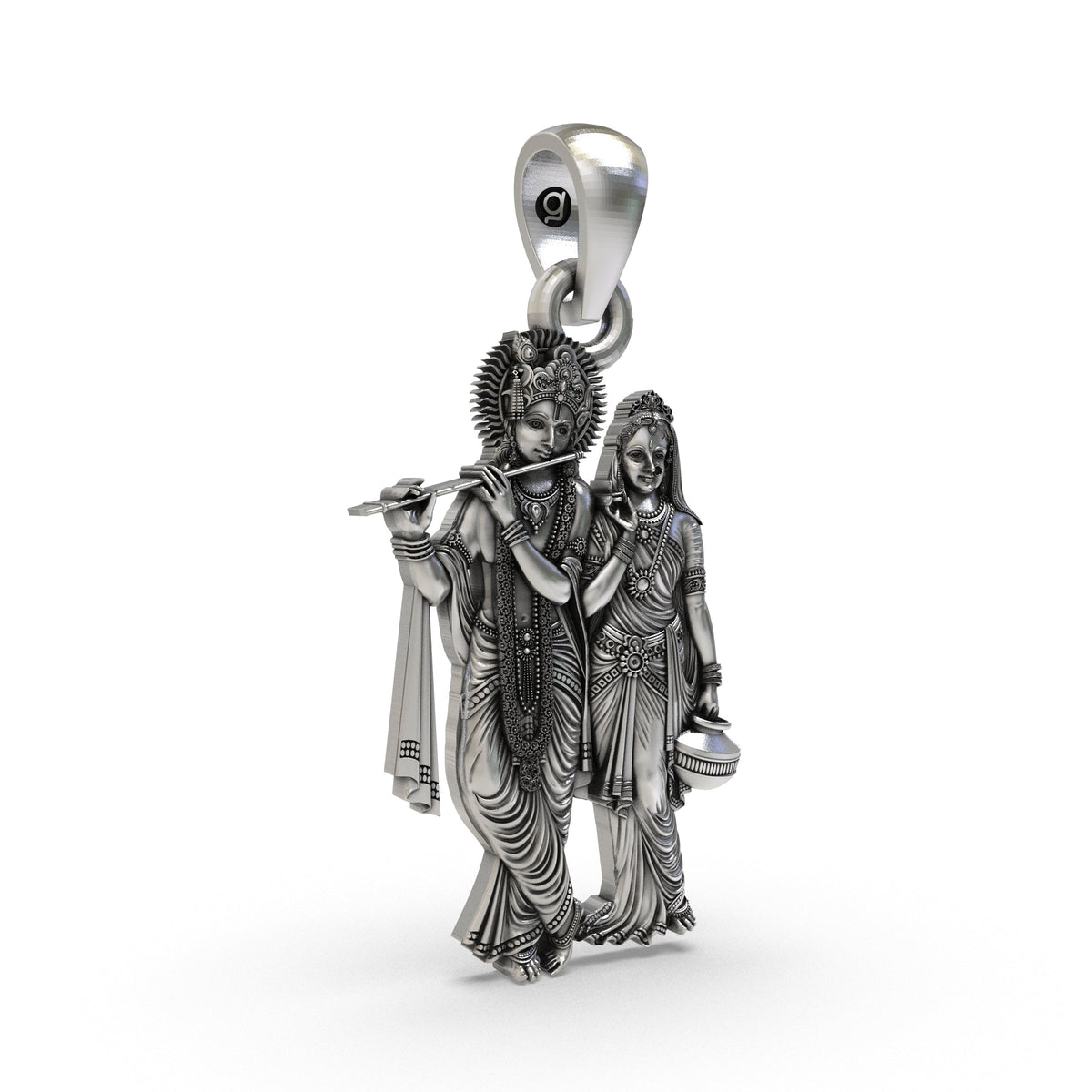 925 Silver Radha Krishna Pendant | Divine Love & Devotion Spiritual Jewelry