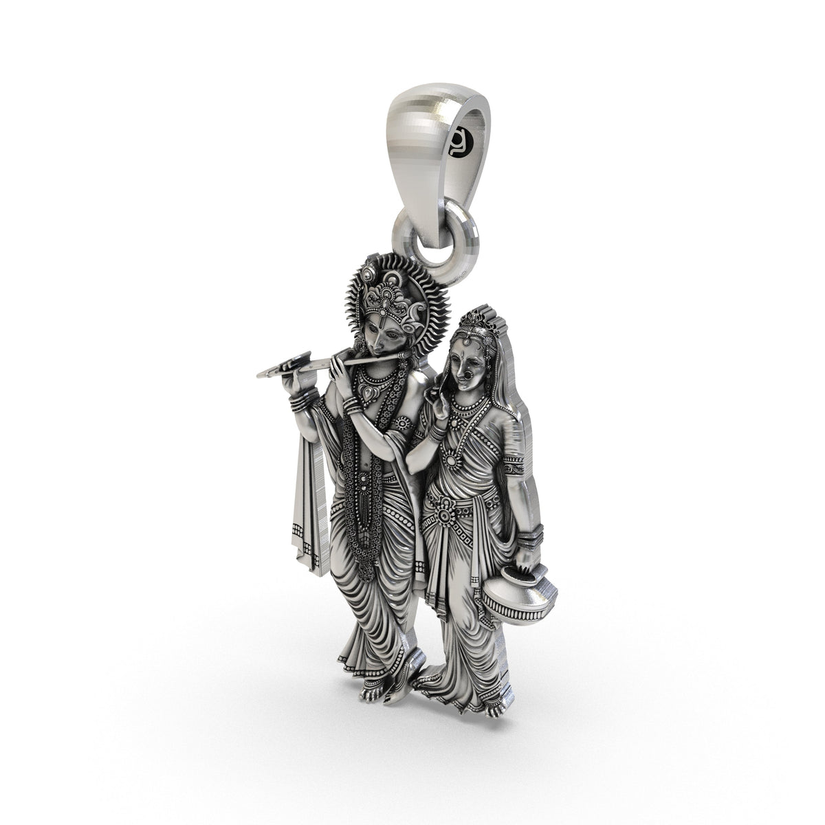 925 Silver Radha Krishna Pendant | Divine Love & Devotion Spiritual Jewelry