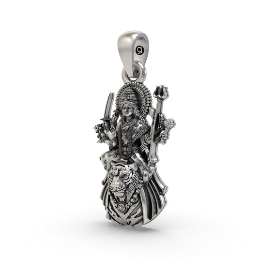 925 Silver Ambemaa Pendant | Goddess Amba Mata Jewelry for Protection & Power