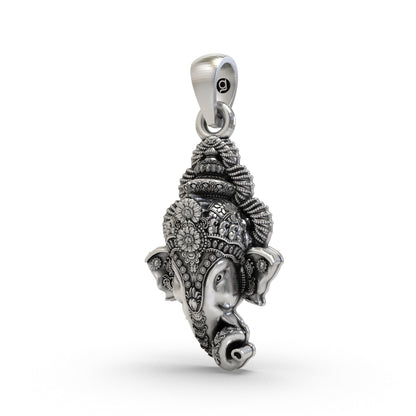 925 Silver Ganesh Face Pendant – Lord Ganesha Head Jewelry