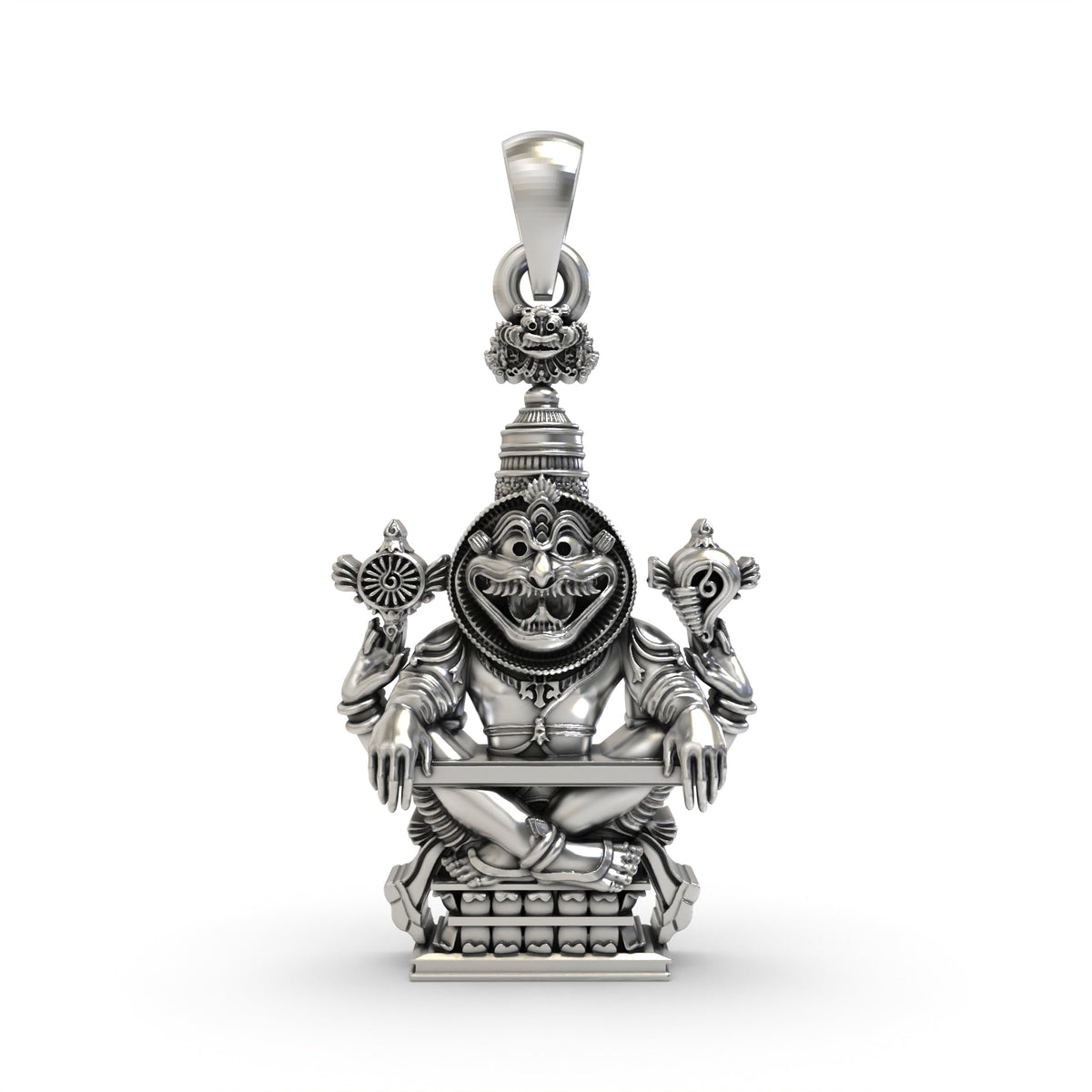 925 Silver Narasimha Bhagwan Mantra Pendant – Lord Narasimha Protection Jewelry | Handmade Devotional Necklace