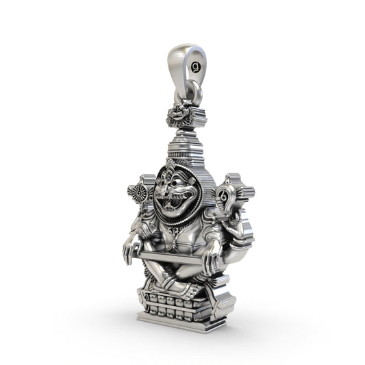 925 Silver Narasimha Bhagwan Mantra Pendant – Lord Narasimha Protection Jewelry | Handmade Devotional Necklace