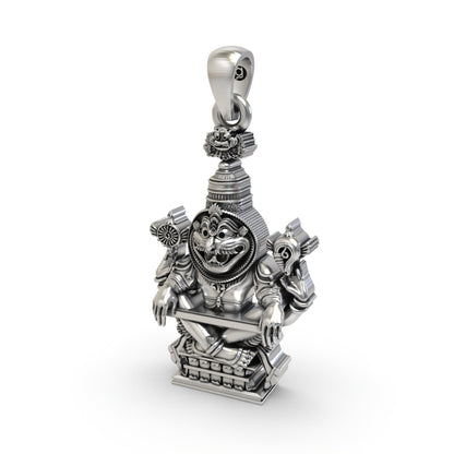 925 Silver Narasimha Bhagwan Mantra Pendant – Lord Narasimha Protection Jewelry | Handmade Devotional Necklace