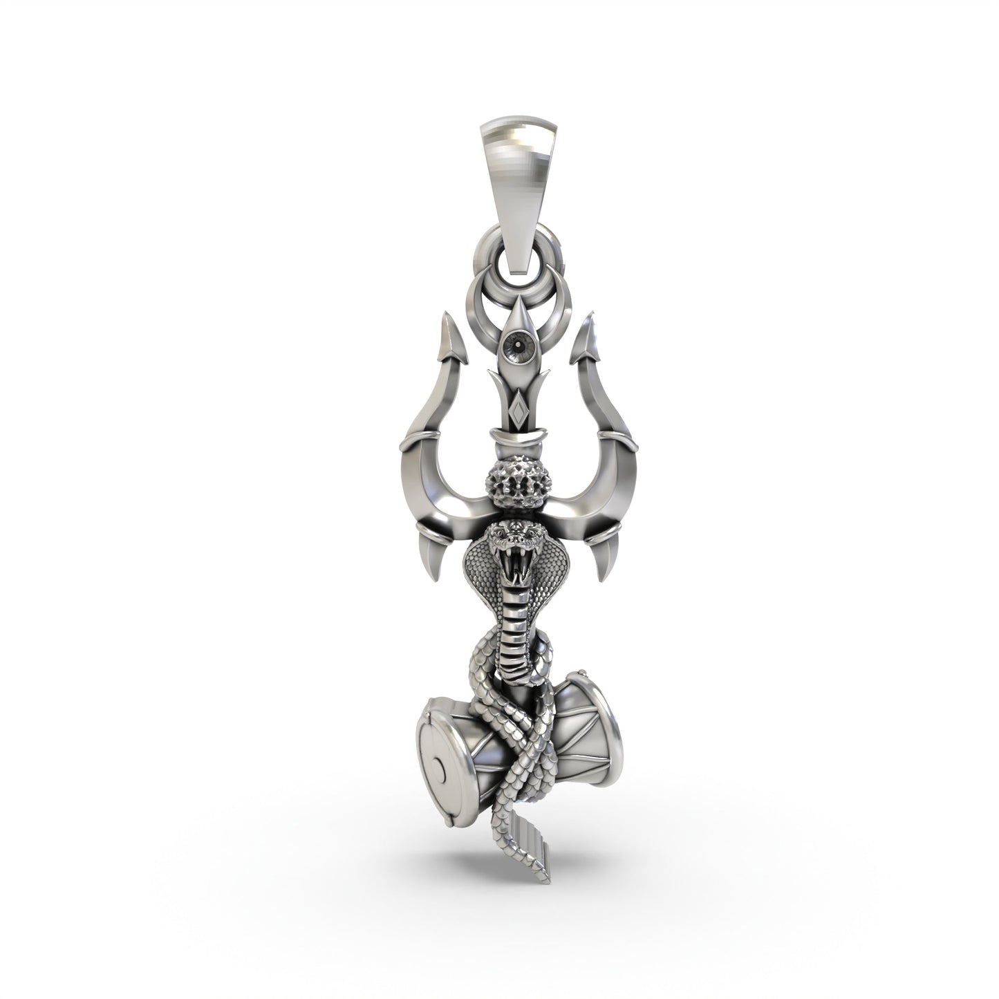925 Silver Trishul Damru Pendant – Sacred Shiva Symbol Jewelry