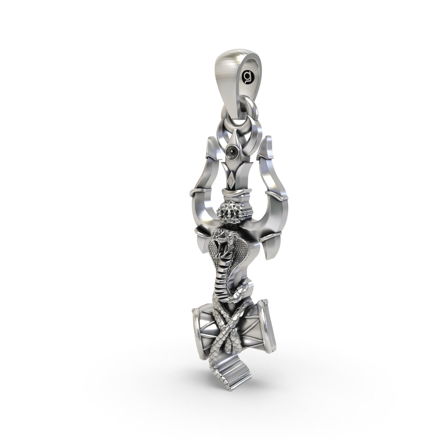 925 Silver Trishul Damru Pendant – Sacred Shiva Symbol Jewelry