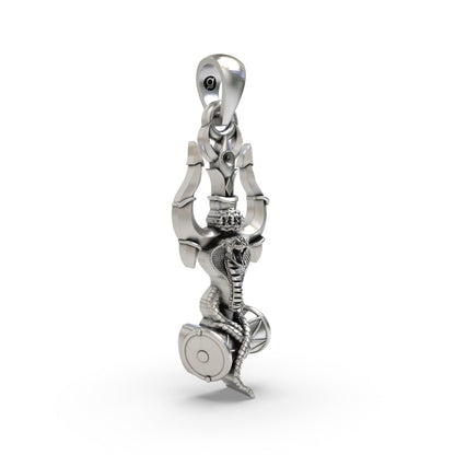 925 Silver Trishul Damru Pendant – Sacred Shiva Symbol Jewelry