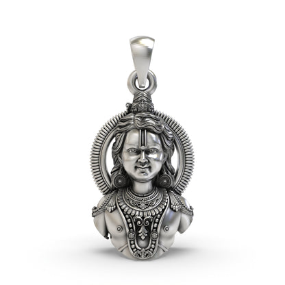 925 Silver Ayodhya Ram Lala Face Pendant – Sacred Lord Ram Jewelry