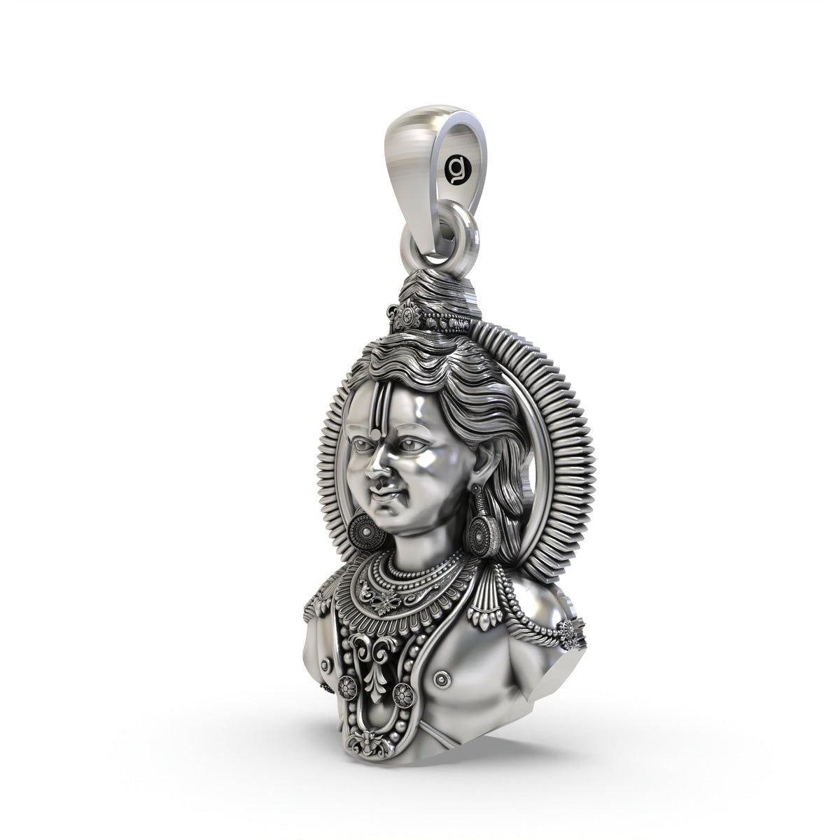 925 Silver Ayodhya Ram Lala Face Pendant – Sacred Lord Ram Jewelry