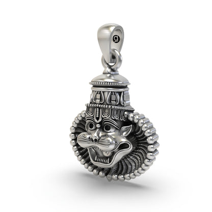 925 Silver Narasimha Face Pendant – Lord Vishnu Avatar Jewelry