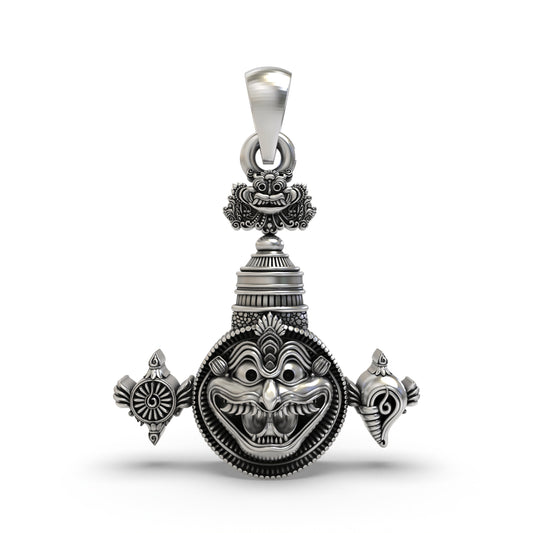 925 Silver Narasimha Pendant with Shankh & Chakra – Lord Vishnu Jewelry