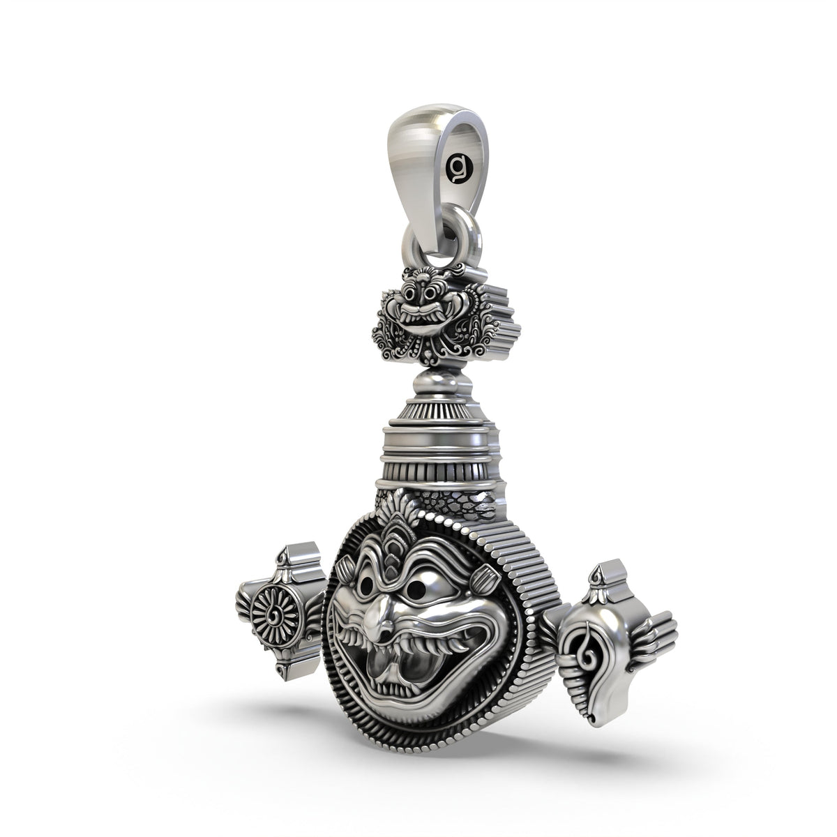 925 Silver Narasimha Pendant with Shankh & Chakra – Lord Vishnu Jewelry