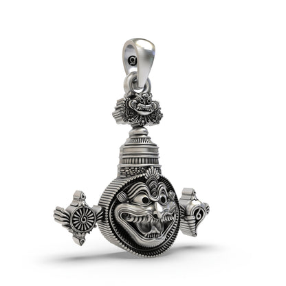 925 Silver Narasimha Pendant with Shankh & Chakra – Lord Vishnu Jewelry