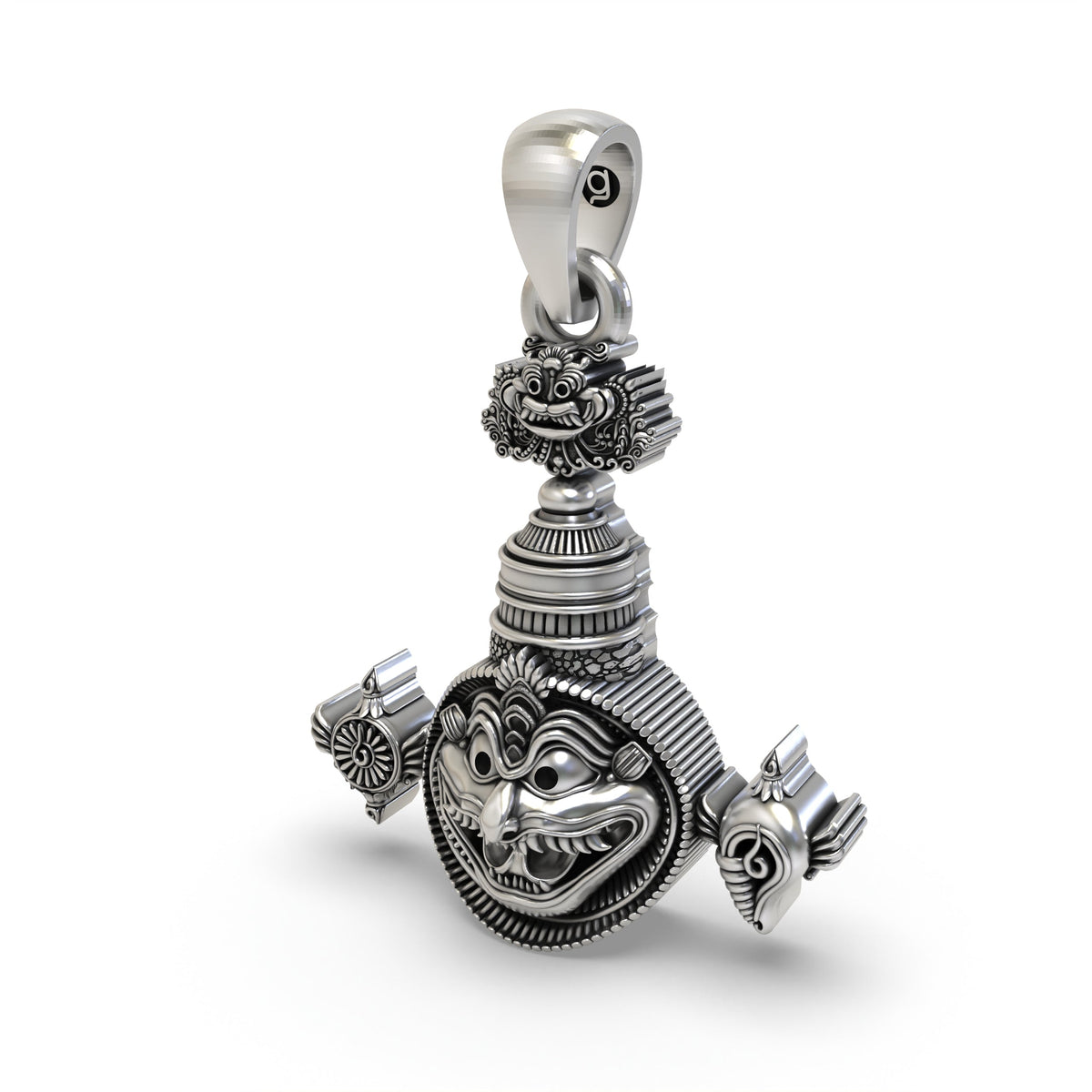925 Silver Narasimha Pendant with Shankh & Chakra – Lord Vishnu Jewelry