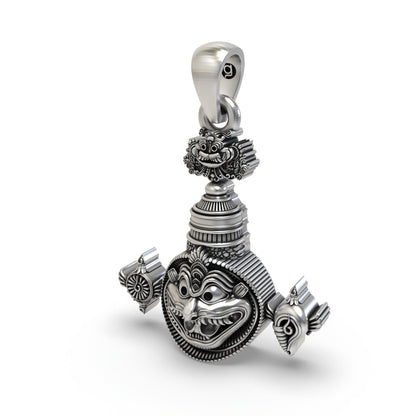 925 Silver Narasimha Pendant with Shankh & Chakra – Lord Vishnu Jewelry