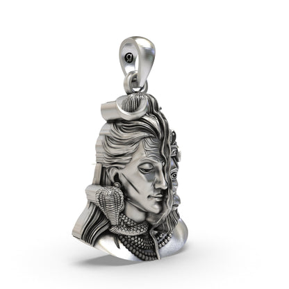 925 Silver Half Shiva Half Hanuman Face Pendant – Ardhanari Veer Devotional Jewelry | Handmade Spiritual Pendant