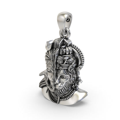 925 Silver Half Shiva Half Hanuman Face Pendant – Ardhanari Veer Devotional Jewelry | Handmade Spiritual Pendant