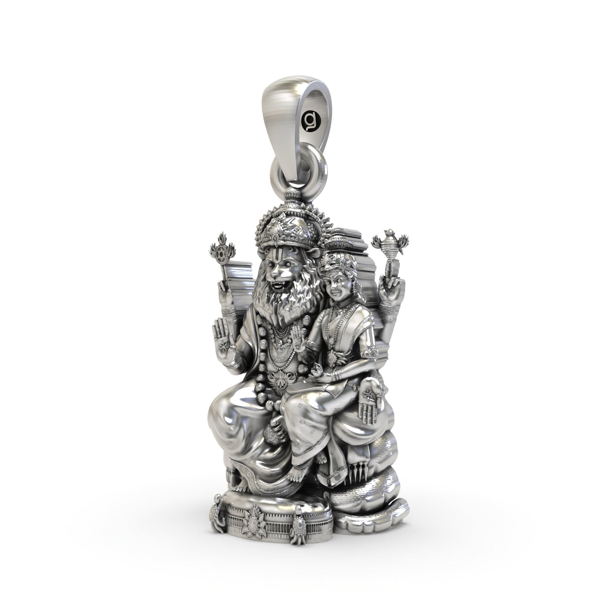 925 Silver Lakshmi Narasimha Pendant | Oxidized Temple Finish | Lord Narasimha Devotional Hindu Jewelry – Shukan Jewellers