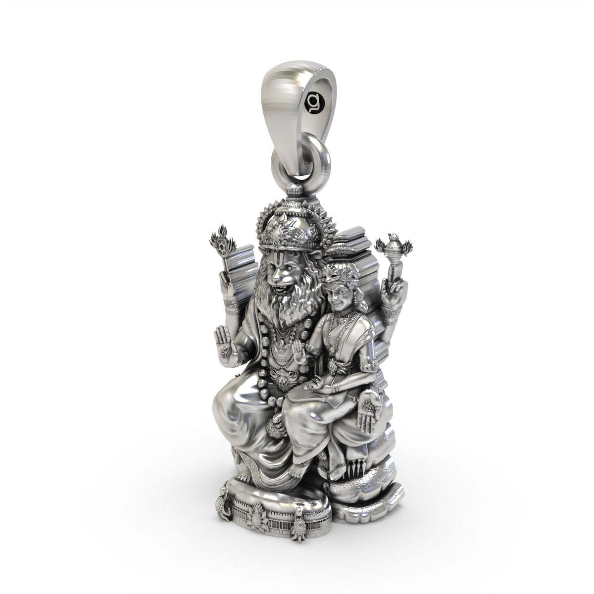 925 Silver Lakshmi Narasimha Pendant | Oxidized Temple Finish | Lord Narasimha Devotional Hindu Jewelry – Shukan Jewellers