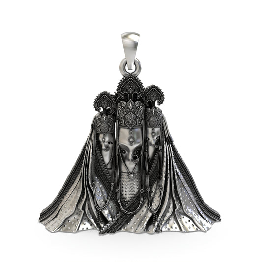 925 Silver Bagalamukhi Mata Pendant – Pitambara Nalkheda Wali Mataji Locket | Handmade Spiritual Jewelry for Protection & Power