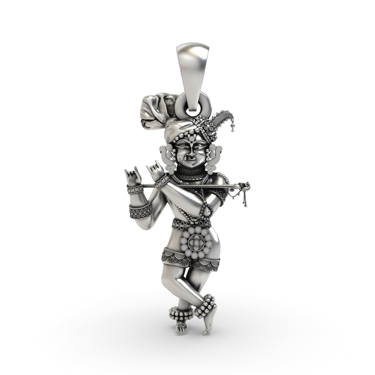 925 Silver Radha Raman Krishna Pendant – Vaishnav Devotional Jewelry | Handmade Hindu Spiritual Necklace