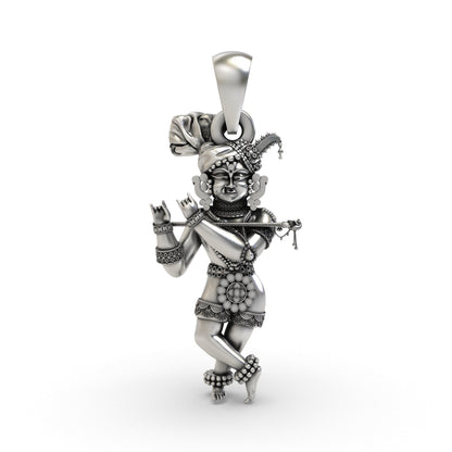 925 Silver Radha Raman Krishna Pendant – Vaishnav Devotional Jewelry | Handmade Hindu Spiritual Necklace