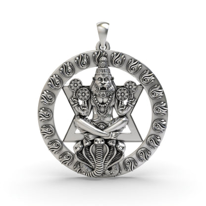 925 Silver Chakra Narasimha Pendant | Vishnu Devotional Jewelry