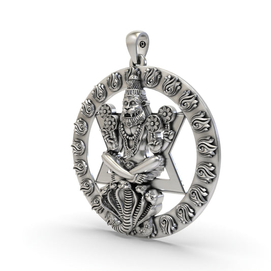 925 Silver Chakra Narasimha Pendant | Vishnu Devotional Jewelry