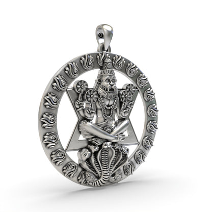 925 Silver Chakra Narasimha Pendant | Vishnu Devotional Jewelry