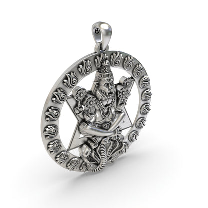 925 Silver Chakra Narasimha Pendant | Vishnu Devotional Jewelry