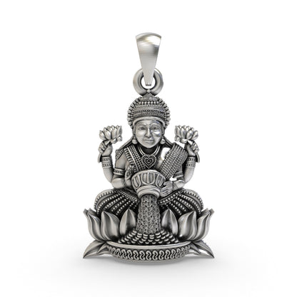 925 Silver Lakshmi Maa Pendant | Goddess Laxmi Devotional Jewelry