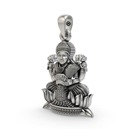 925 Silver Lakshmi Maa Pendant | Goddess Laxmi Devotional Jewelry