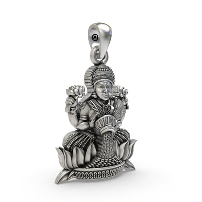 925 Silver Lakshmi Maa Pendant | Goddess Laxmi Devotional Jewelry