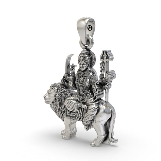 925 Silver Durga Maa Pendant | Sherawali Simhavahini Idol – Shukan Jewellers