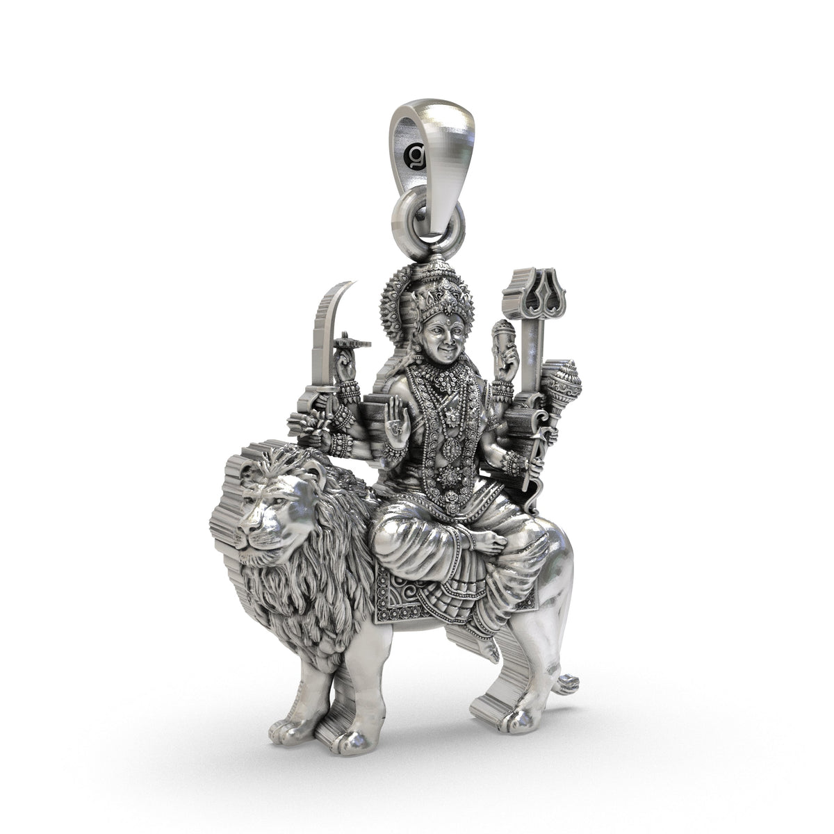 925 Silver Durga Maa Pendant | Sherawali Simhavahini Idol – Shukan Jewellers