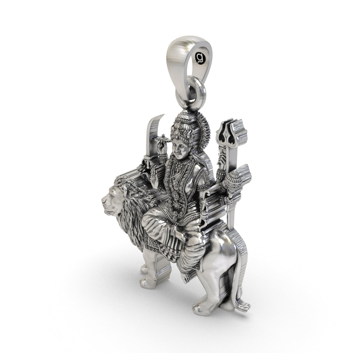 925 Silver Durga Maa Pendant | Sherawali Simhavahini Idol – Shukan Jewellers