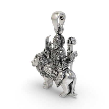 925 Silver Durga Maa Pendant | Sherawali Simhavahini Idol – Shukan Jewellers