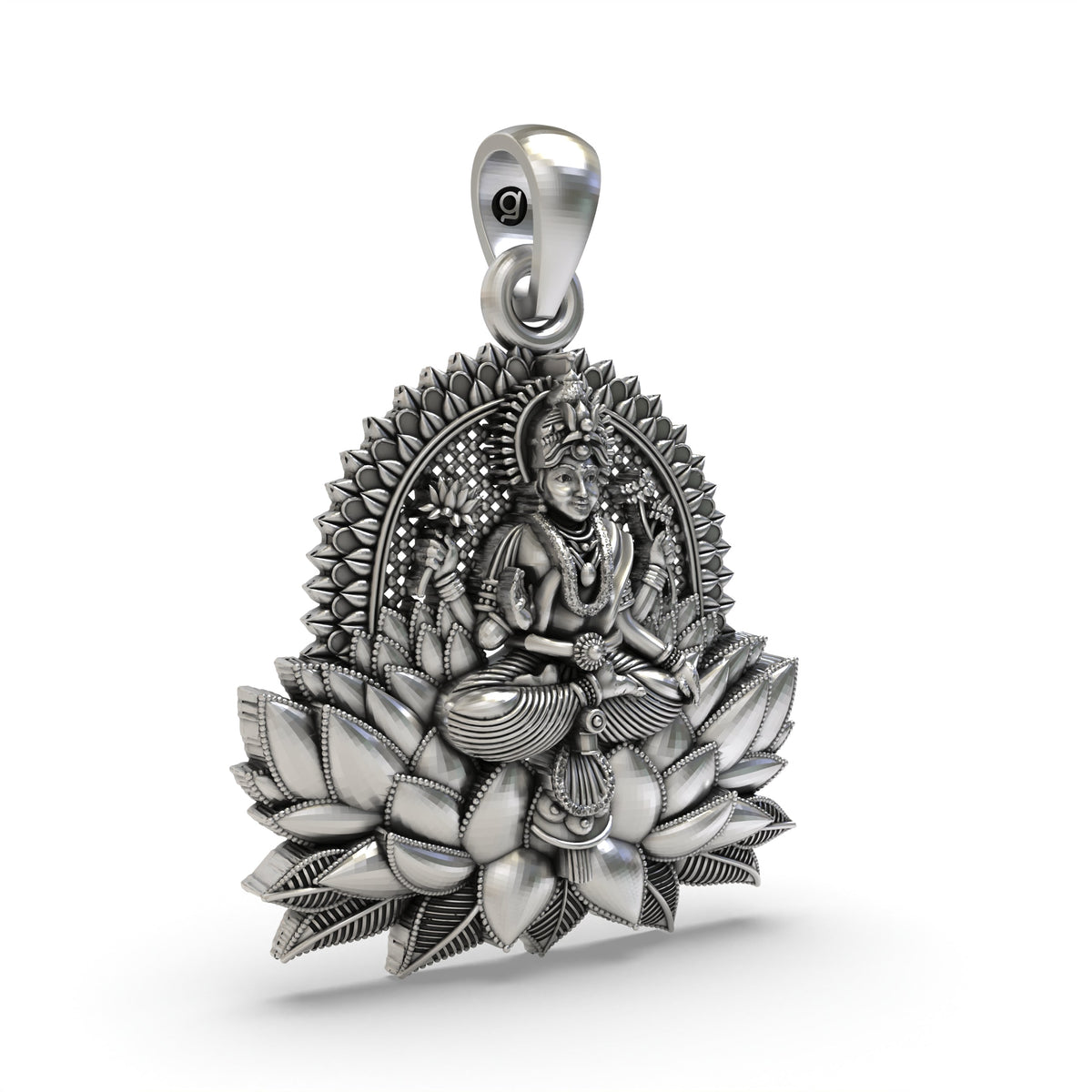 925 Silver Lakshmi Maa Lotus Pendant | Wealth & Prosperity Jewelry