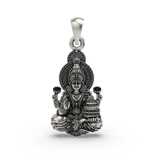 925 Silver Lakshmi Maa Pendant | Wealth & Prosperity Jewelry