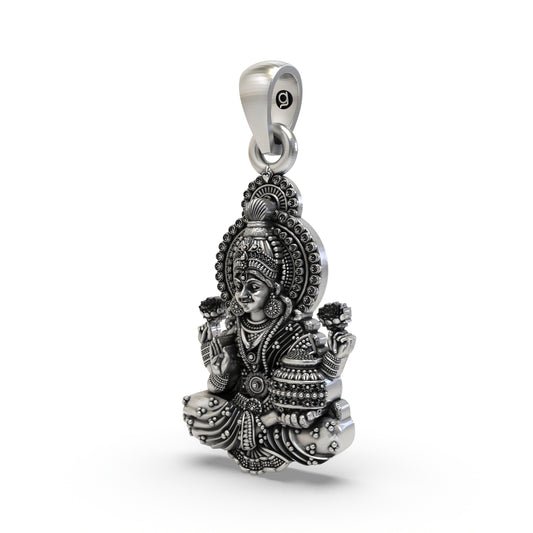 925 Silver Lakshmi Maa Pendant | Wealth & Prosperity Jewelry
