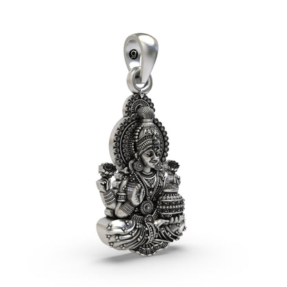 925 Silver Lakshmi Maa Pendant | Wealth & Prosperity Jewelry