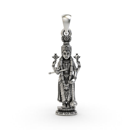 925 Sterling Silver Lord Vishnu Pendant | Narayana Devotional Hindu Jewelry | Handmade Spiritual Pendant for Men & Women