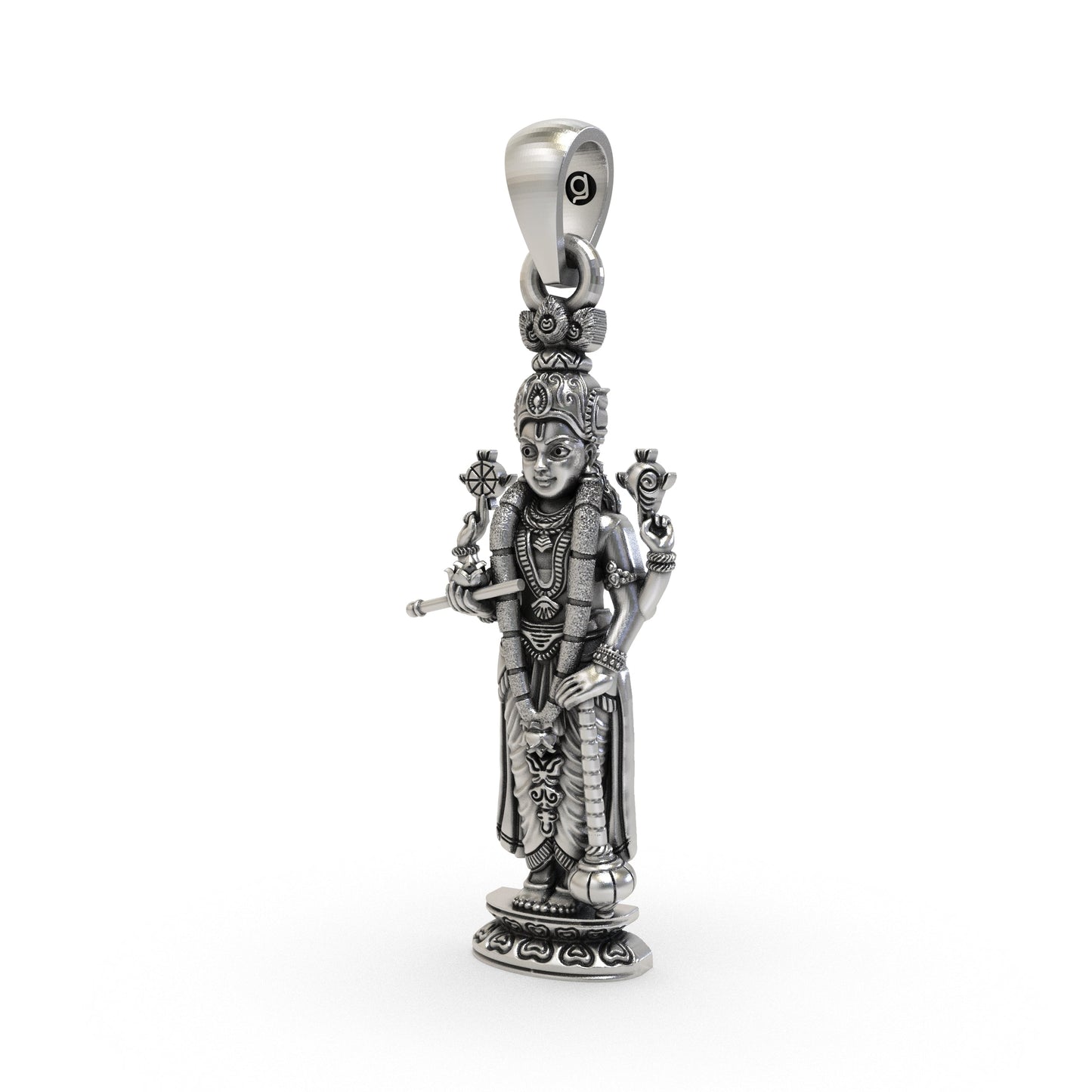 925 Sterling Silver Lord Vishnu Pendant | Narayana Devotional Hindu Jewelry | Handmade Spiritual Pendant for Men & Women