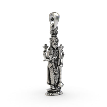 925 Sterling Silver Lord Vishnu Pendant | Narayana Devotional Hindu Jewelry | Handmade Spiritual Pendant for Men & Women