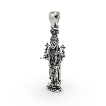 925 Sterling Silver Lord Vishnu Pendant | Narayana Devotional Hindu Jewelry | Handmade Spiritual Pendant for Men & Women