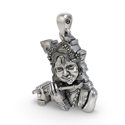 925 Silver Bal Krishna Pendant | Krishna Flute Devotional Jewelry