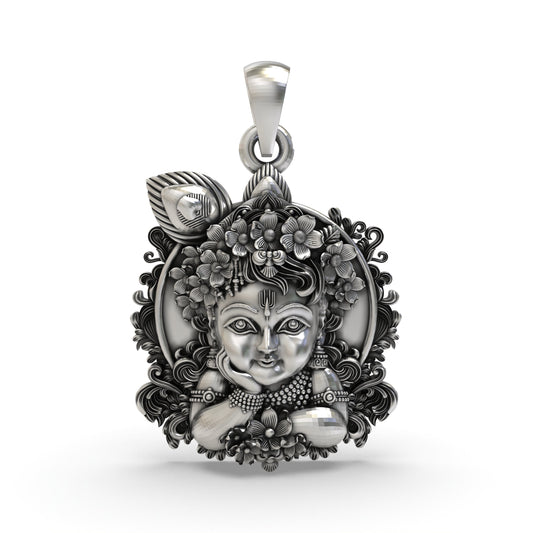 925 Silver Bal Krishna Face Pendant | Krishna Devotional Jewelry