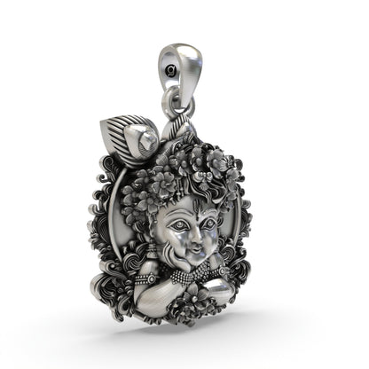925 Silver Bal Krishna Face Pendant | Krishna Devotional Jewelry