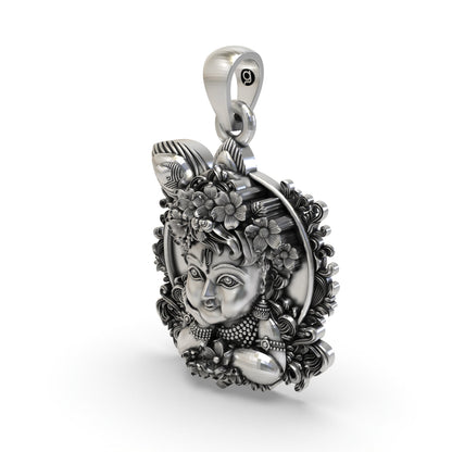 925 Silver Bal Krishna Face Pendant | Krishna Devotional Jewelry