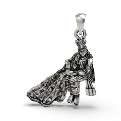 925 Silver Radha Krishna Pendant | Divine Love Spiritual Jewelry