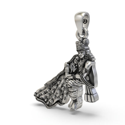 925 Silver Radha Krishna Pendant | Divine Love Spiritual Jewelry